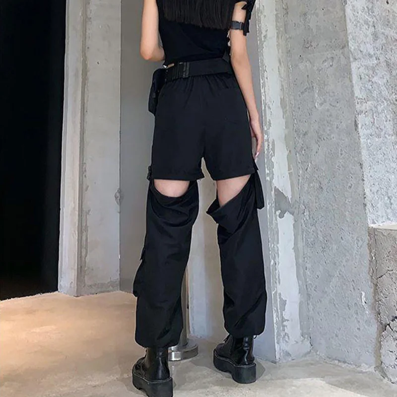 Women Fashion Harem Pants Hole Trousers 