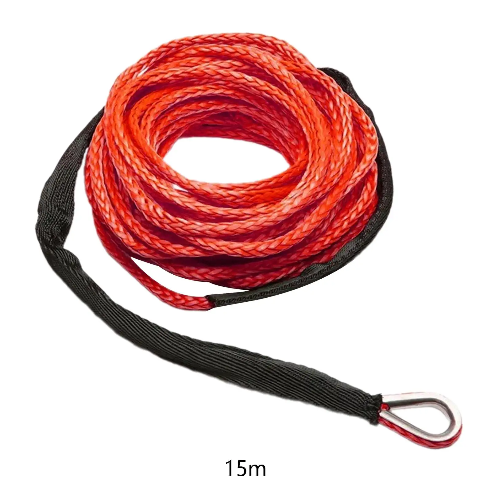 Winch Rope 1/4 inch x 49 Feet with Sheath Heavy Duty 7700lbs Tow Strap Tow Rope Trailer Rope for UTV ATV SUV Car Vehicle