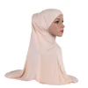 H037 Plain Modal Two pieces pray hijab outside hijabi with underscarf muslim scarf islamic headscarf hat armia pull on headwrap 3