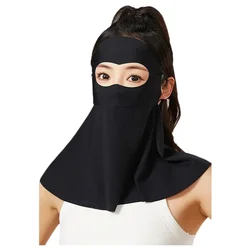 Enhanced Ice Silk Breathable Sunshield Face Cover with UPF50+ Protection (Black)
