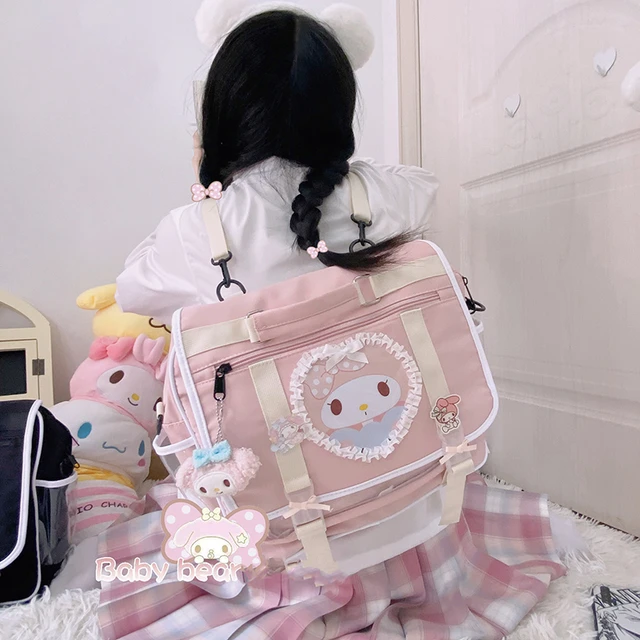 Hello Kitty Girl Bag Anime Sanrio Cinnamoroll Kuromi Melody Messenger Bag  Cute Lolita Jk Uniform Shoulder Bag Cartoon Woman Gift