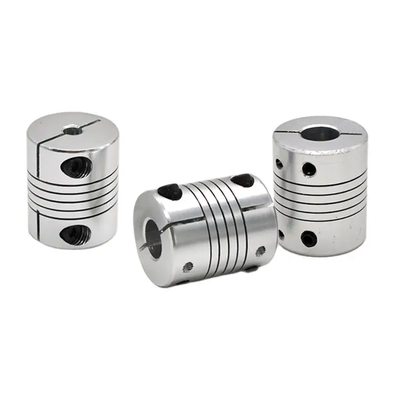 D19L25 aluminium flex-koppeling, binnendiameter 5 mm, 6 mm, 6,35 mm, 8