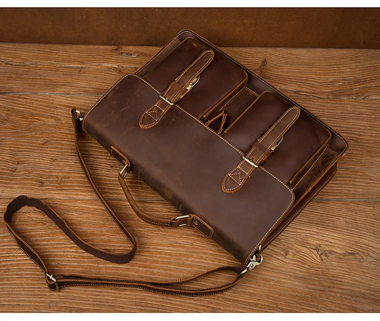 Distressed Brown Laptop Shoulder Bag Briefcase