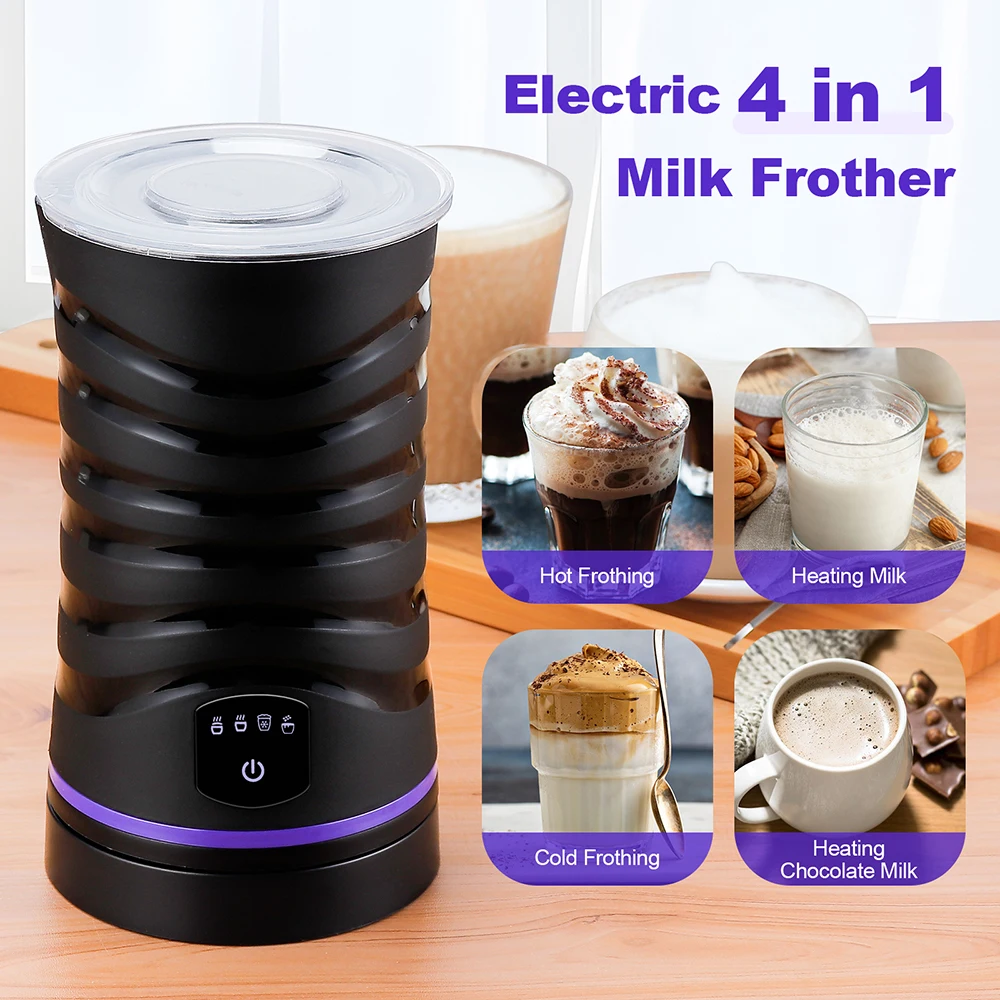 4-IN-1 Electric Automatic Milk Frother Maker Steamer Frother Machine For Coffee Cappuccino Latte Coffee Hot and Cold Foam Maker