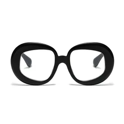 Luxury Oversized Round Glasses for Women - Stylish Red & Green Fashion Eyewear (Black Clear)