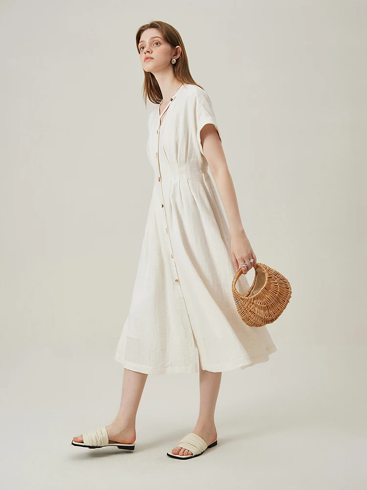 chinese dress ladies LONG WHITE LINEN DRESS