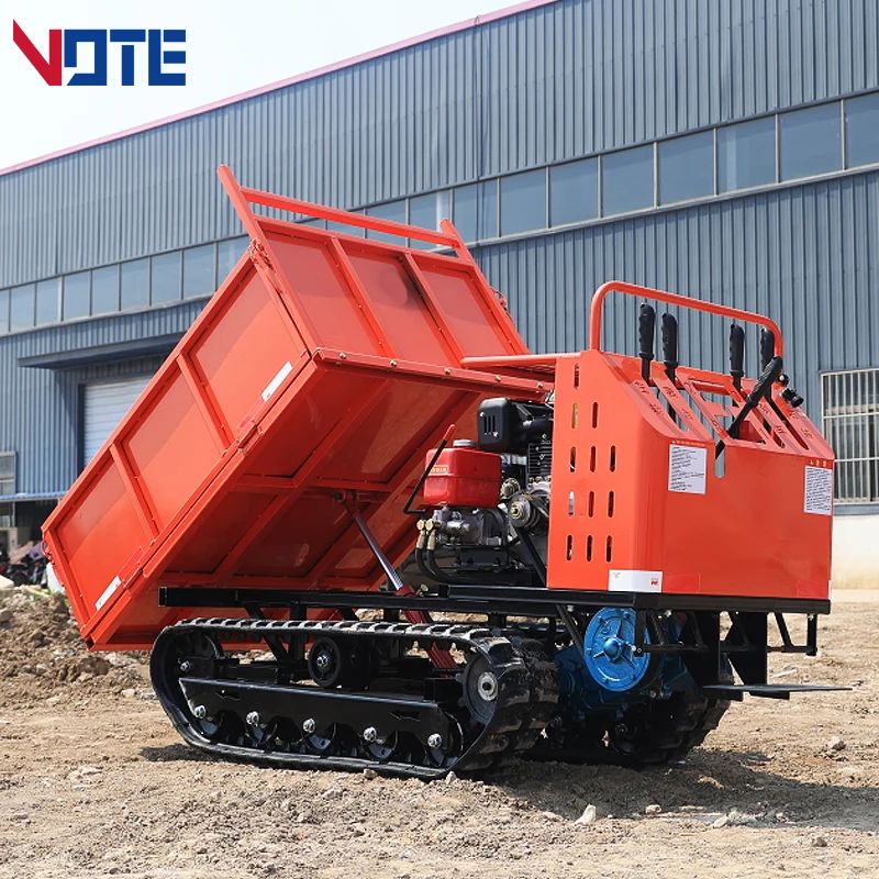 EPA China Self-Loading Mini Crawler Transporter Rubber Track Dumper 800kg 2ton with Lift and Crane Mini Dumper for Sale Tracked