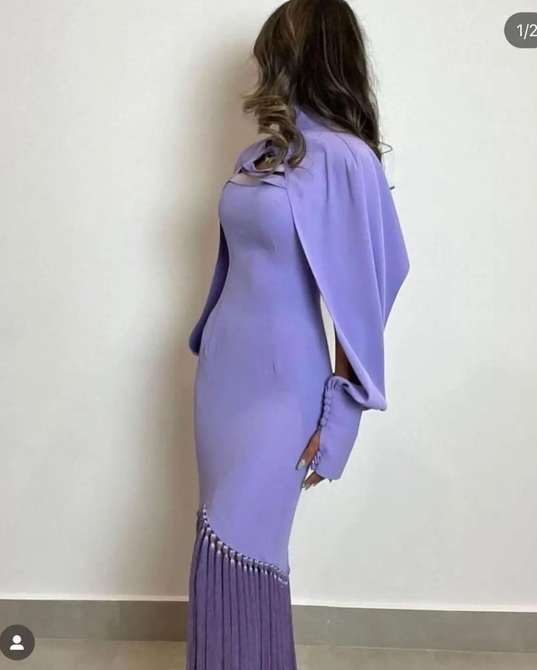 

Saudi Arabia Long Sleeves Satin Party Evening Dresses Mermaid Strapless Prom Dresses with Long Sleeves Tassels Ankle Length