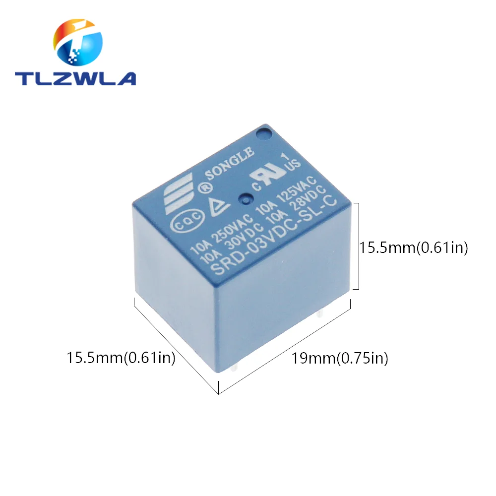 10Pcs Relays SRD-03VDC-SL-C SRD-05VDC-SL-C SRD-06VDC-SL-C SRD-09VDC-SL-C SRD-12VDC-SL-C 3V 5V 6V 9V 12V 24V 48V 10A 250VAC 5PIN