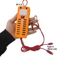 1Pcs 12V 24V To 5V 3.4A 16USB Port Power Adapter With Battery Clip For Charging Cell Phone Emergency USB Power High Efficiency - Image 3