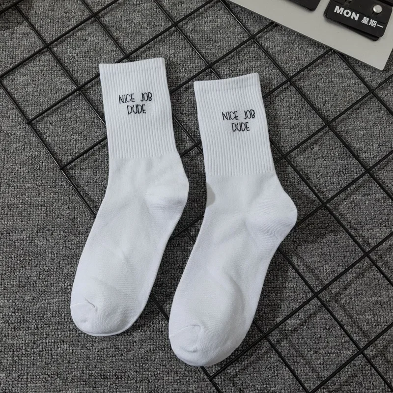 New Simple European and American Street Letters White Men’s and Women’s Socks Sports Hip Hop College Style Male Female Socks Best Sellers In Sports & Entertainment