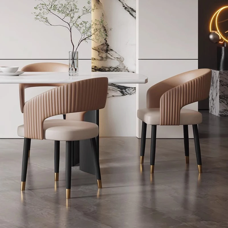 

European Luxury Dining Chairs Waiting Ergonomic Bedroom Hotel Leather Chairs Restaurant Balcony Office Cadeira Home Furniture