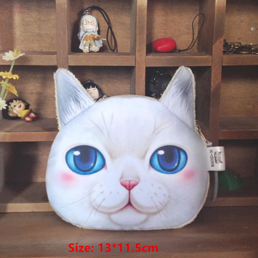 Cute Kids Trendy 3D Cat Animals Face Cartoon Coin Purse Bag Wallet 