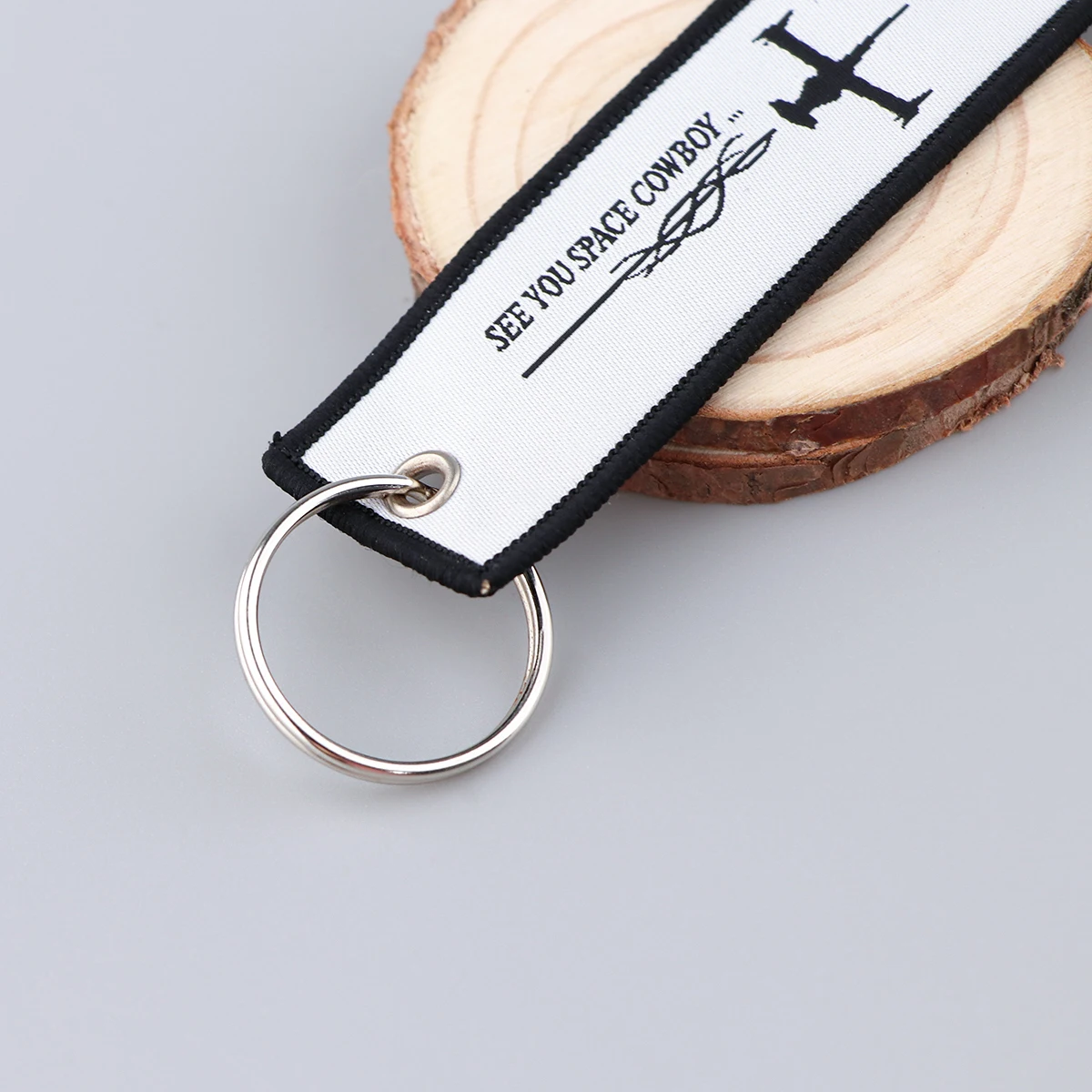 Embroidered Anime Key Ring with Decorative Charm