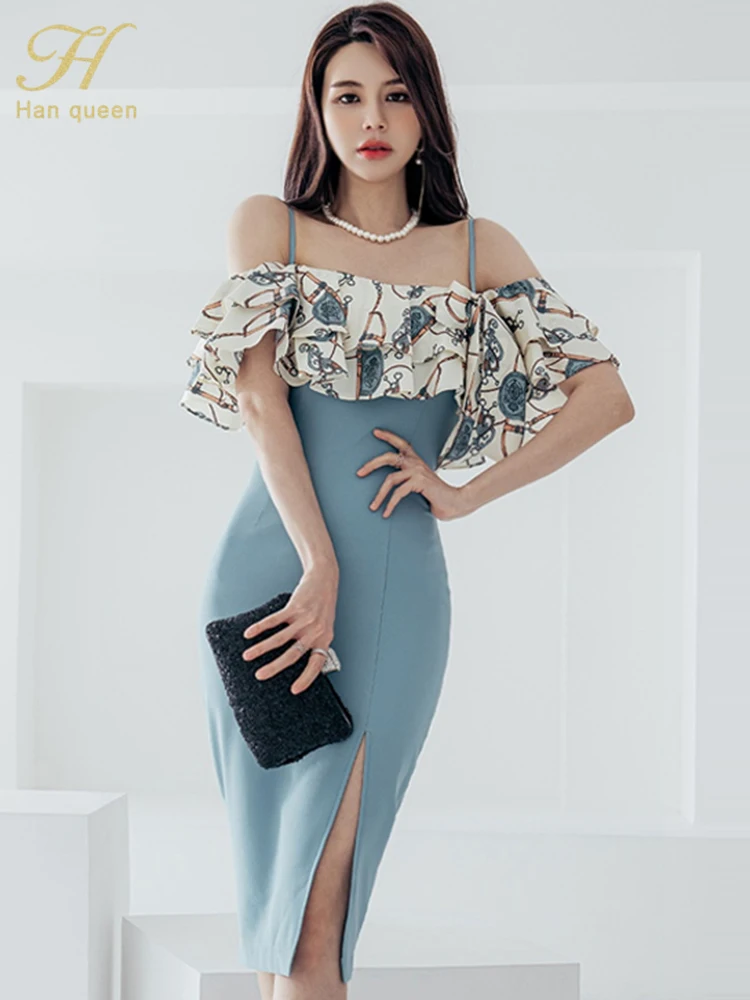 H Han Queen Elegant Sexy Suspenders Pencil Dress Women Korean Slim ...