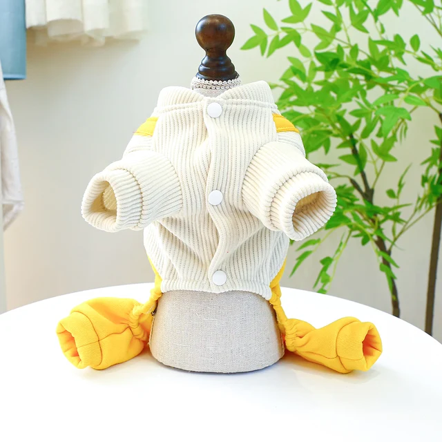 1PC Pet Apparel Dog Autumn and Winter Thickened Four Legged Strap Pants With Inner With Drawstring Buckle For Small Medium Dog 2