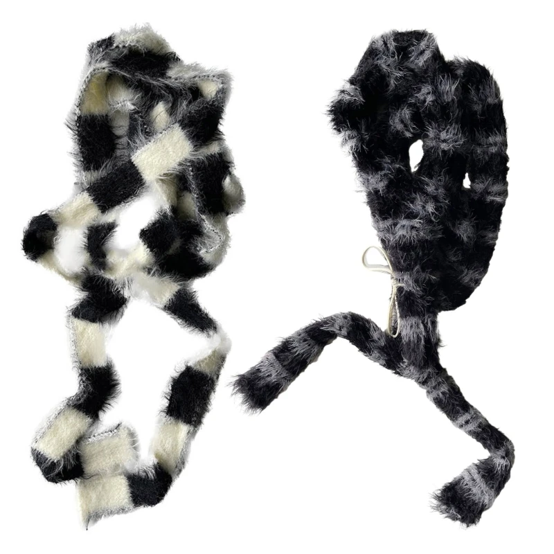 

Winter Fashion Knit Striped Scarf for Men Womens Keep Warm Soft Knit Scarves Small Scarf Female Neckerchief