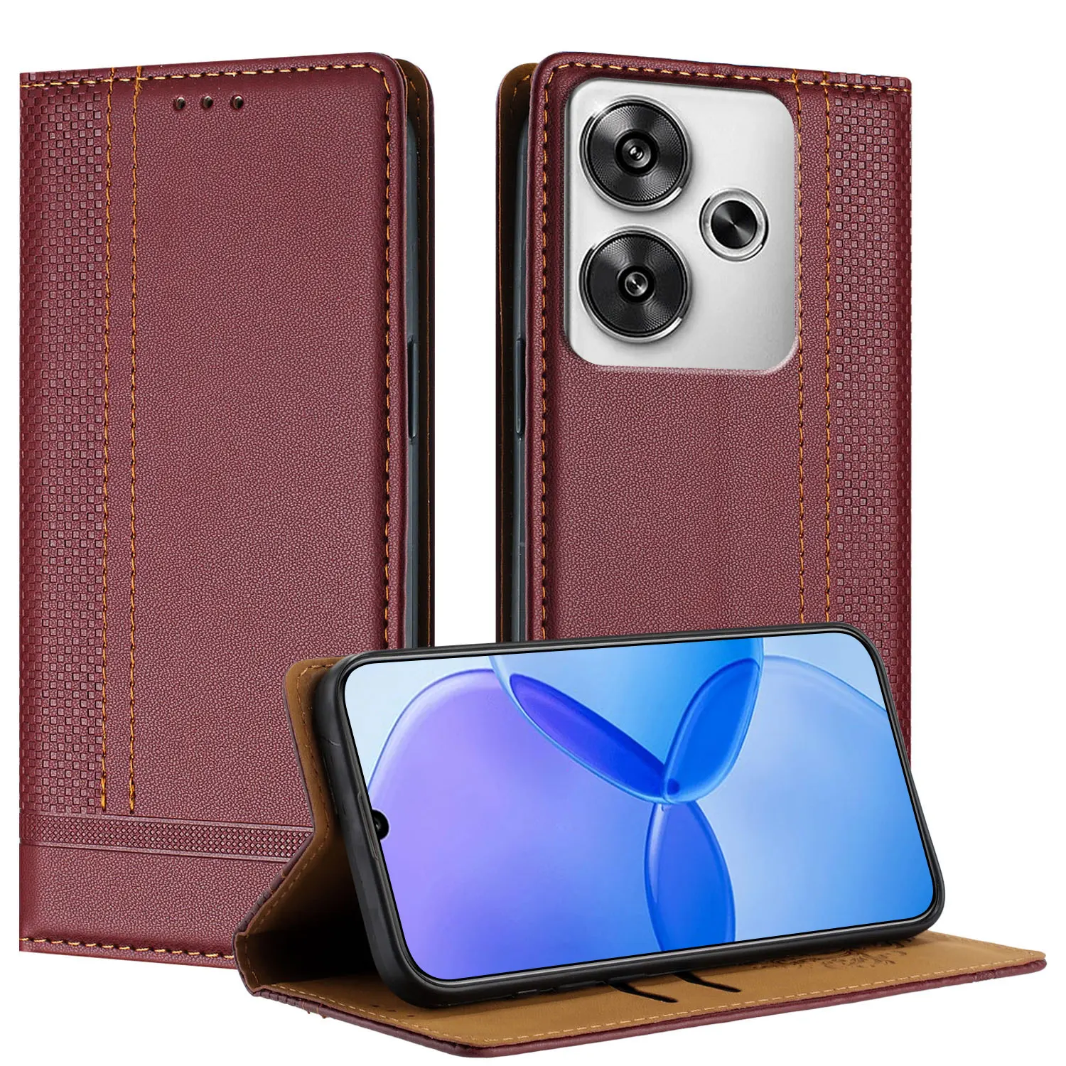 Luxury Leather Flip Case with Magnetic Closure & Back Cover Protection