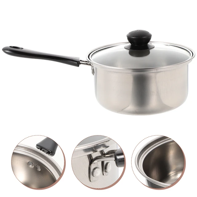 Stainless Steel Pot Deep Skillet Nonstick Lid Skillets Lids Cooking Soup  Kitchen Saucepan Small Milk Frying Pots - AliExpress