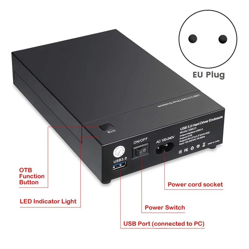 USB 3.0 3.5In SATA ϵ ̺ ũ, ܺ Ŭ SSD HDD ũ ̽ , 16TB ̺, OTB ġ 