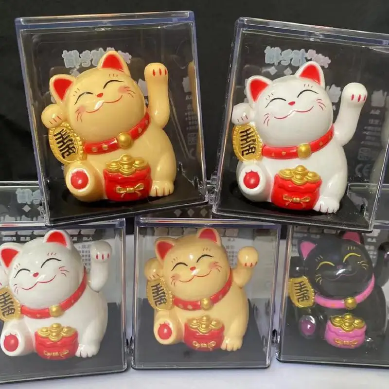 

1pcs Solar Powered Waving Lucky Cat Welcoming Chinese Lucky Cat Waving Hand New Store Opening Gift Chinese Cat Home Decoration