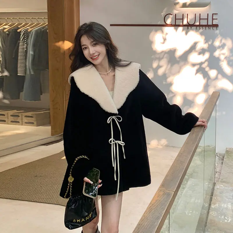 Xgoth Elegant French Spliced Woolen Coat Women's Autumn/Winter New