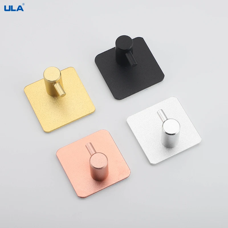 ULA Wall Hook Door Hook Key Rack Kitchen Bathroom Towel Robe Hanger Aluminum Towel Clothes Robe Rack Square Round towel hook bathroom hardware set bathroom hardware accessories clothes hook 4PCS