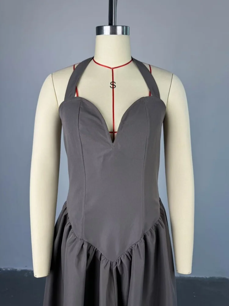 Wmstar Long Dresses Women Sexy Sleeveless Halter Neck Sweet Swing Dress Elegant Street Wear Dress Wholesale Dropshipping 2025