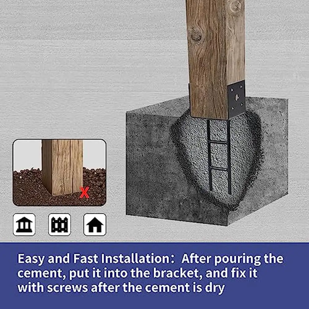 Galvanized Steel U Shape Post Anchor 4x4 Post Base Bracket Kit 8 Pack)