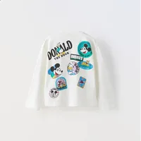 Spring/autumn Disney Mickey Printed T-shirts Long Sleeved Tops Children Clothes Baby Boys Girls Bottom Shirt Crewneck Blouse 1