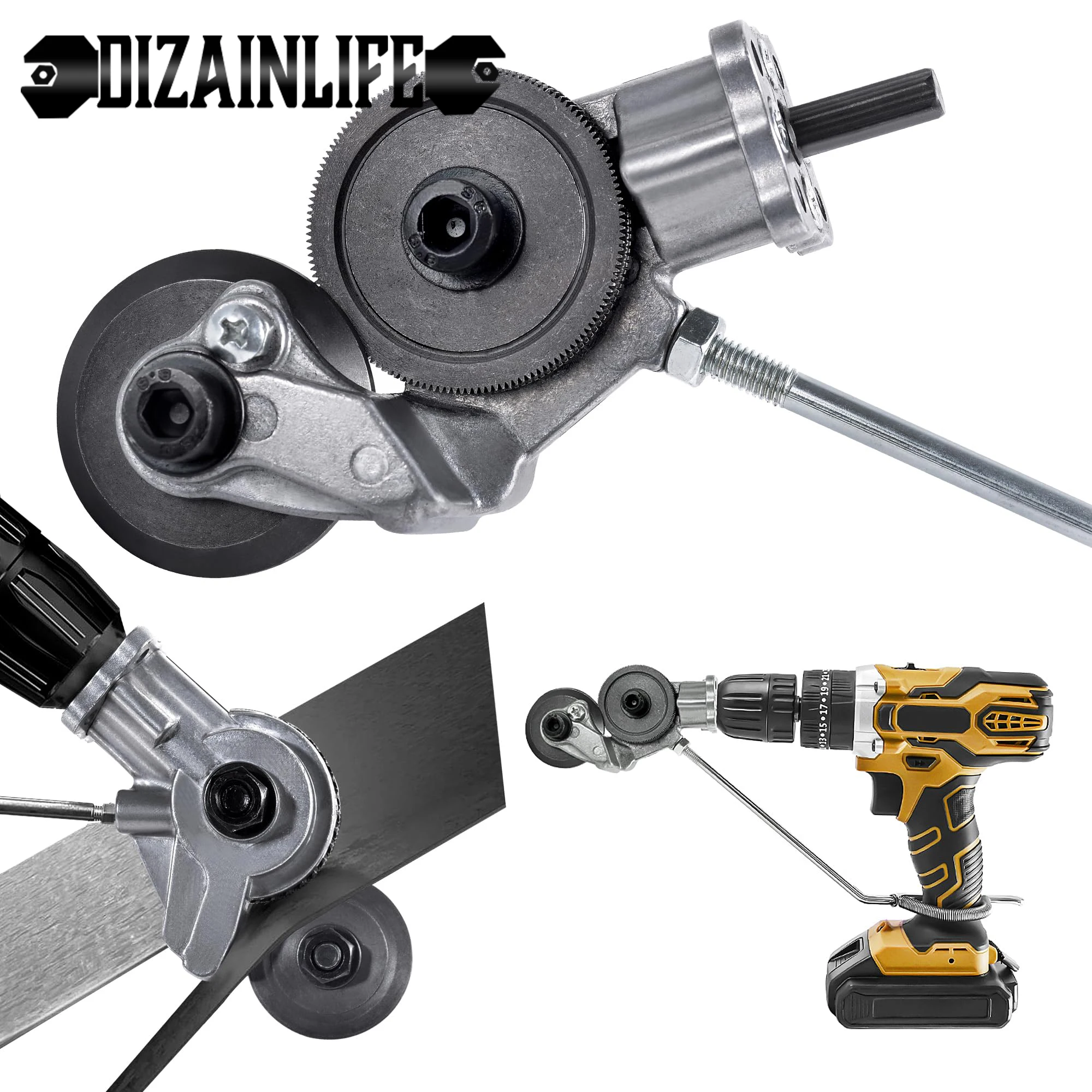 Electric Cutter Drill Plate Cutter Attachment Double Headed Metal Sheet Cutter Plate Punch Scissors Cutting Tools