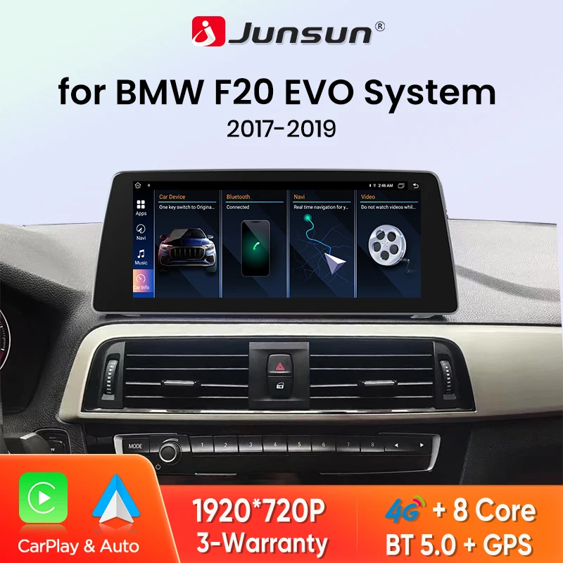 Radio de coche Junsun de 10,25 pulgadas con CarPlay inalámbrico y Android para BMW Serie 1 F20 2017-2019, sistema EVO, sistema inteligente, navegación GPS estéreo 1