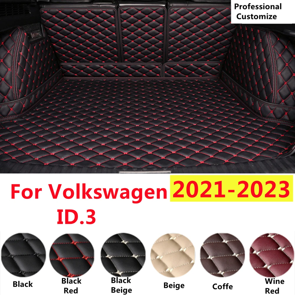 

SJ Custom Fit Full Set Waterproof Car Trunk Mat AUTO Tail Boot Tray Liner Cargo Rear Pad Cover For Volkswagen VW ID.3 2010-2023
