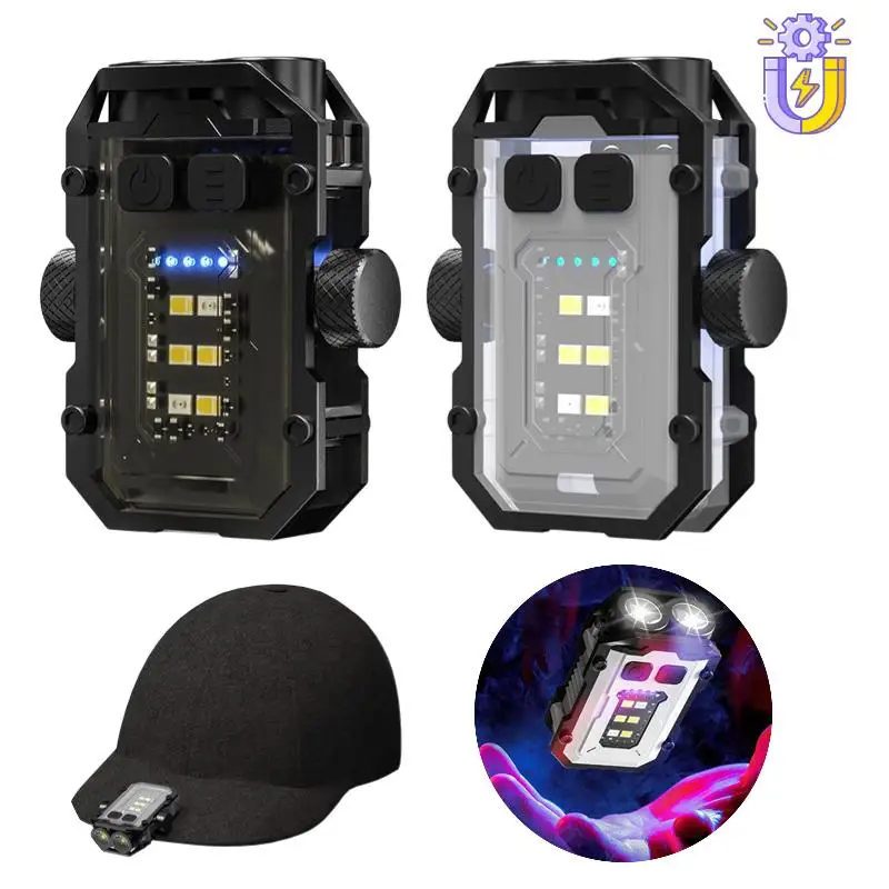 Cappuccio Magnetico Clip Light Mini Pocket Led Torcia Portachiavi Usb Ricaricabile Torcia Magnetica Luci Di Lavoro Outdoor Dual Light