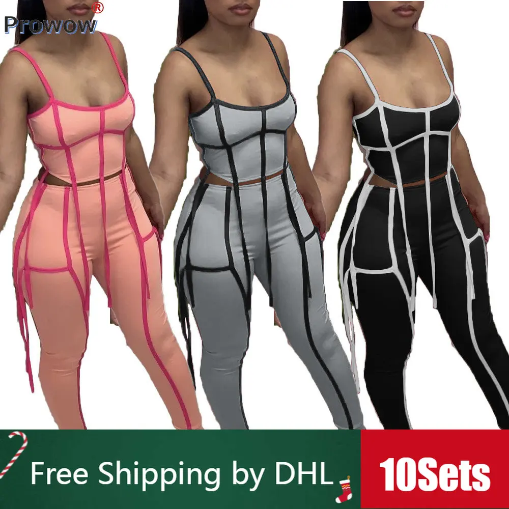 

10 Sets Bulk Summer Women Tracksuit Casual Tassel Outfits Sexy Backless Sportswear Sleeveless Spaghetti Strap Top Wholesale 9277