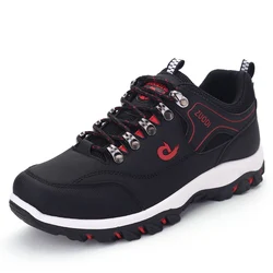 Men's Waterproof Leather Outdoor Hiking Shoes - Wear-Resistant Trekking and Hunting Sneakers - 45 (Black)