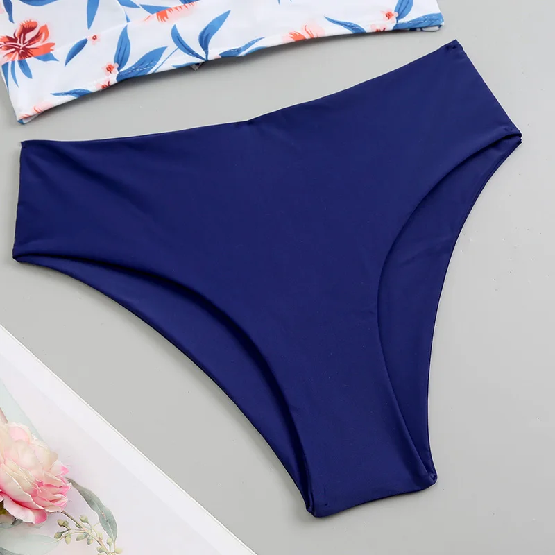 swimwear Sexy Mid Waist Bikinis 2022 New Halter Swimwear Women Swimsuit Female Bikini Set Print Bodysuit Bathing Suit Summer Biquini plus size bikini sets