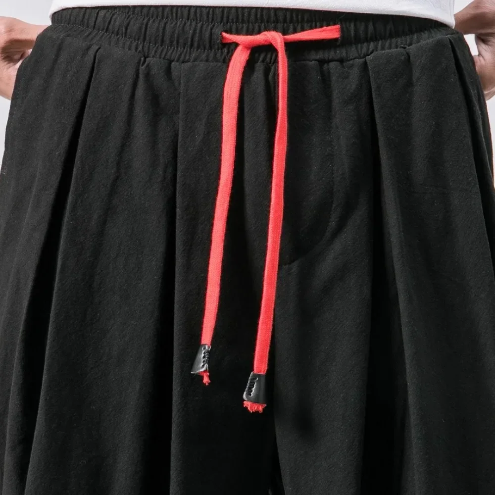 New Trendy Men Harem Pants Loose Oversized Style Cotton and Linen High Quality Jogger Sweatpants Casual Male Trousers 4