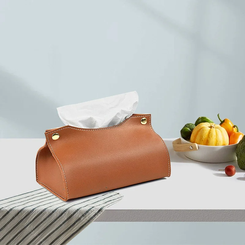 Leder Tissue Box Serviettenhalter Auto Tissue Box Hause Wohnzimmer Halter Fall Lagerung Hotel Karton Haushalt Hause Große Lagerung – Detail 4