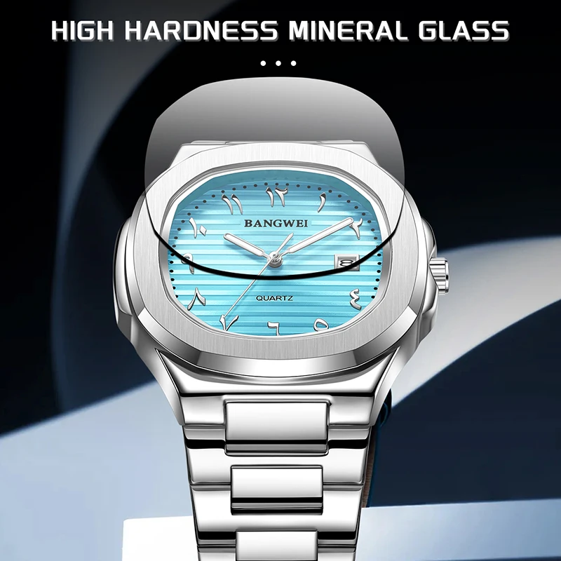 Bangwei Fashion Man Watch Waterproof Luminous Date Stainless Steel Business Men Quartz Watches Luxury Lige Men's Watches Reloj, Alina Gadgets