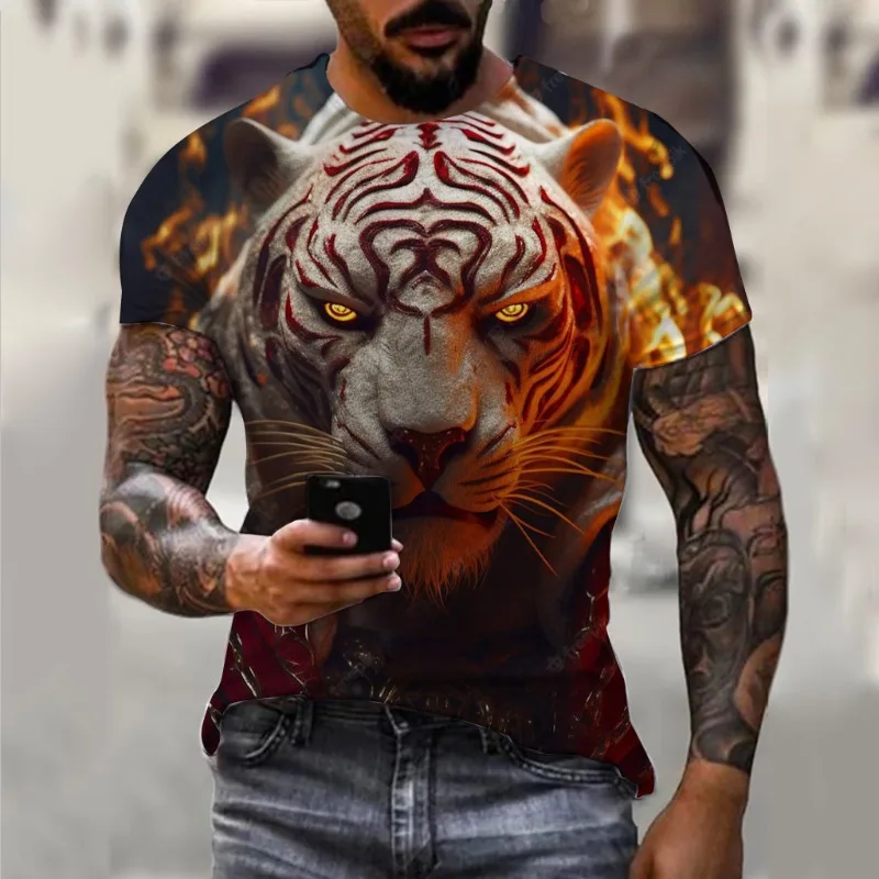 

Lion For Men Animal Clothing 3D Print T Shirts Oversized Haikyuu Men's T-Shirt Summer Tops Short Sleeve Fashion Hip Hop Tees