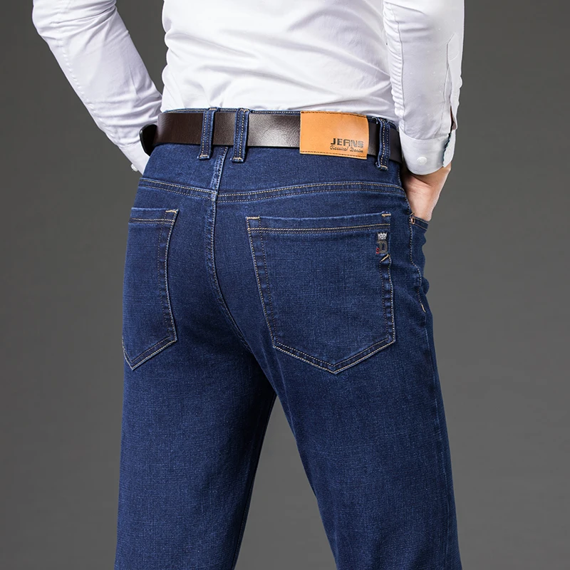 Plus Size 42 44 46 Men's Fashion Casual Jeans Classic Business Straight Elasticity Denim Pants Spring Autumn Trousers Male Brand 3