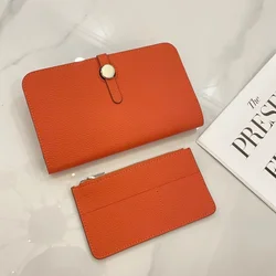 Luxury Genuine Leather Slim Wallet - Unisex High - Grade Cowhide Design (Orange)