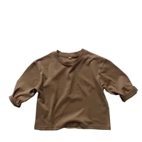 Korean Autumn Kids Boys Base Shirts Solid Cotton Long Sleeve Loose Toddler Boys Tops Bottom Simple Children Boy Tops Tendy 5