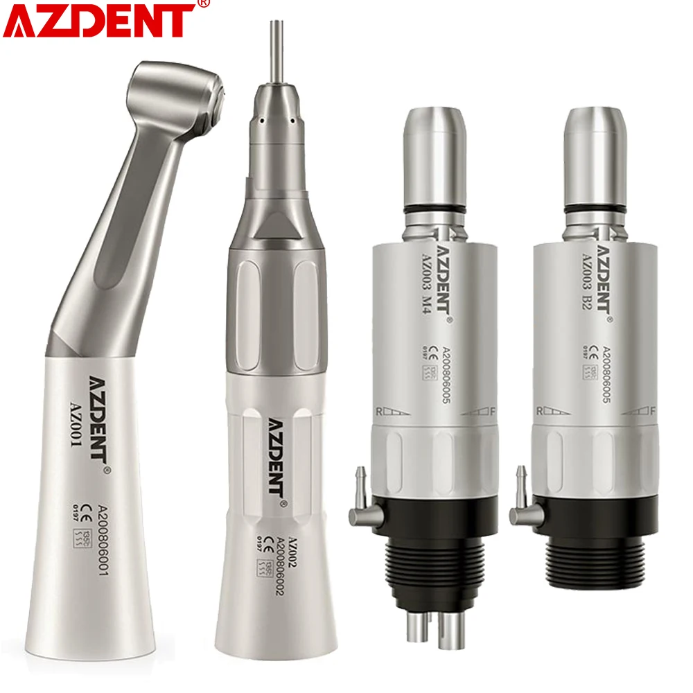 AZDENT Dental 1:1 Contra Angle Straight Nose Cone Air Motor 2 / 4 Holes Low Speed Handpiece External Water Spray for 2.35mm Burs dental handpiece straight contra angle slow speed handpiece micromotor polish tool for nsk style micromotor polish dental lab