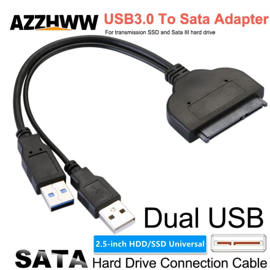 듀얼 USB to SATA 어댑터 SATA to USB 3.0 케이블 2.5인치 외..