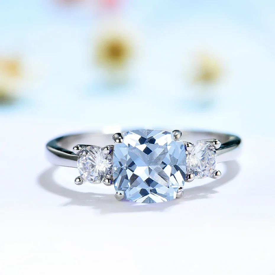 Gemstone Rings Silver Ring 925 Sterling Silver Morganite Rings Women Wedding Engagement Fine Jewelry
