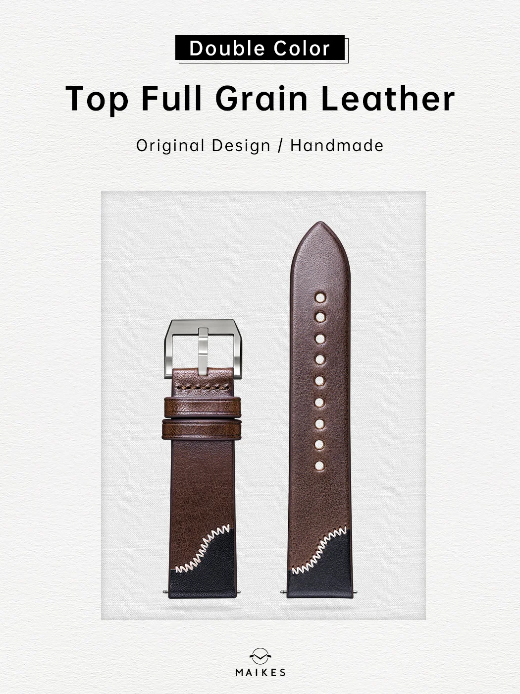 

Maikes-Original Design Double Color Watch Band, Quick Release, Handmade, Top Full Grain Leather Strap, 20mm, 21mm, 22mm