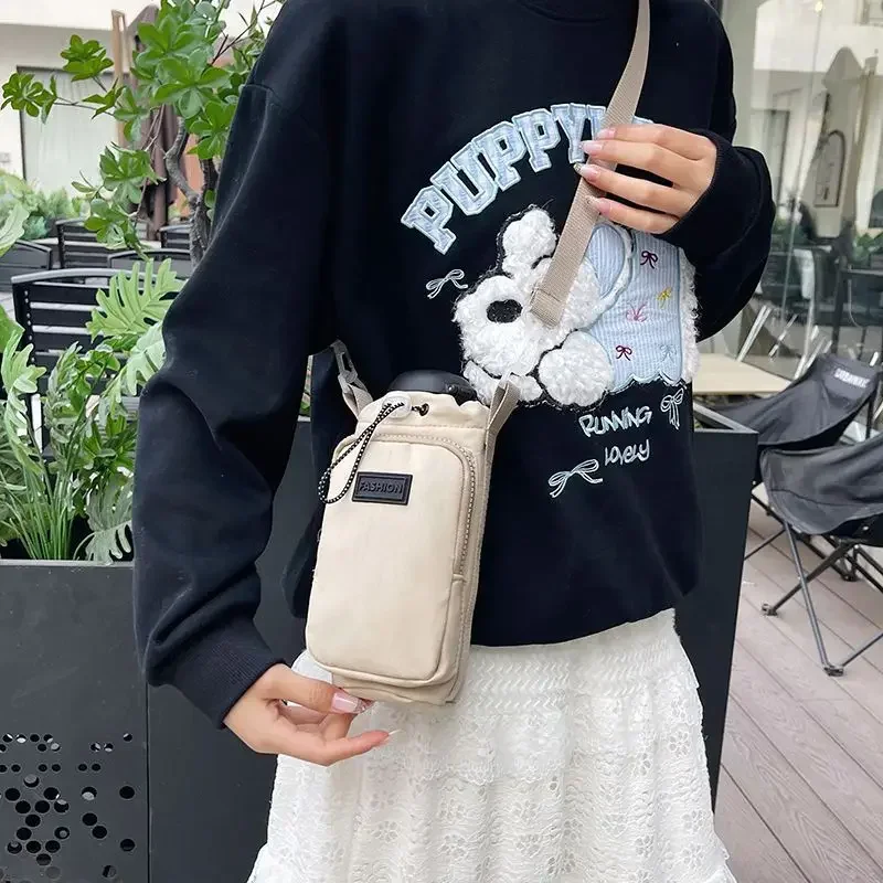 1PC Portable Water Bottle Bag With Phone Pocket Thermal Vacuum Mug Cup Sleeve Cup Insulated Protective Cover Strap Holder Pouch