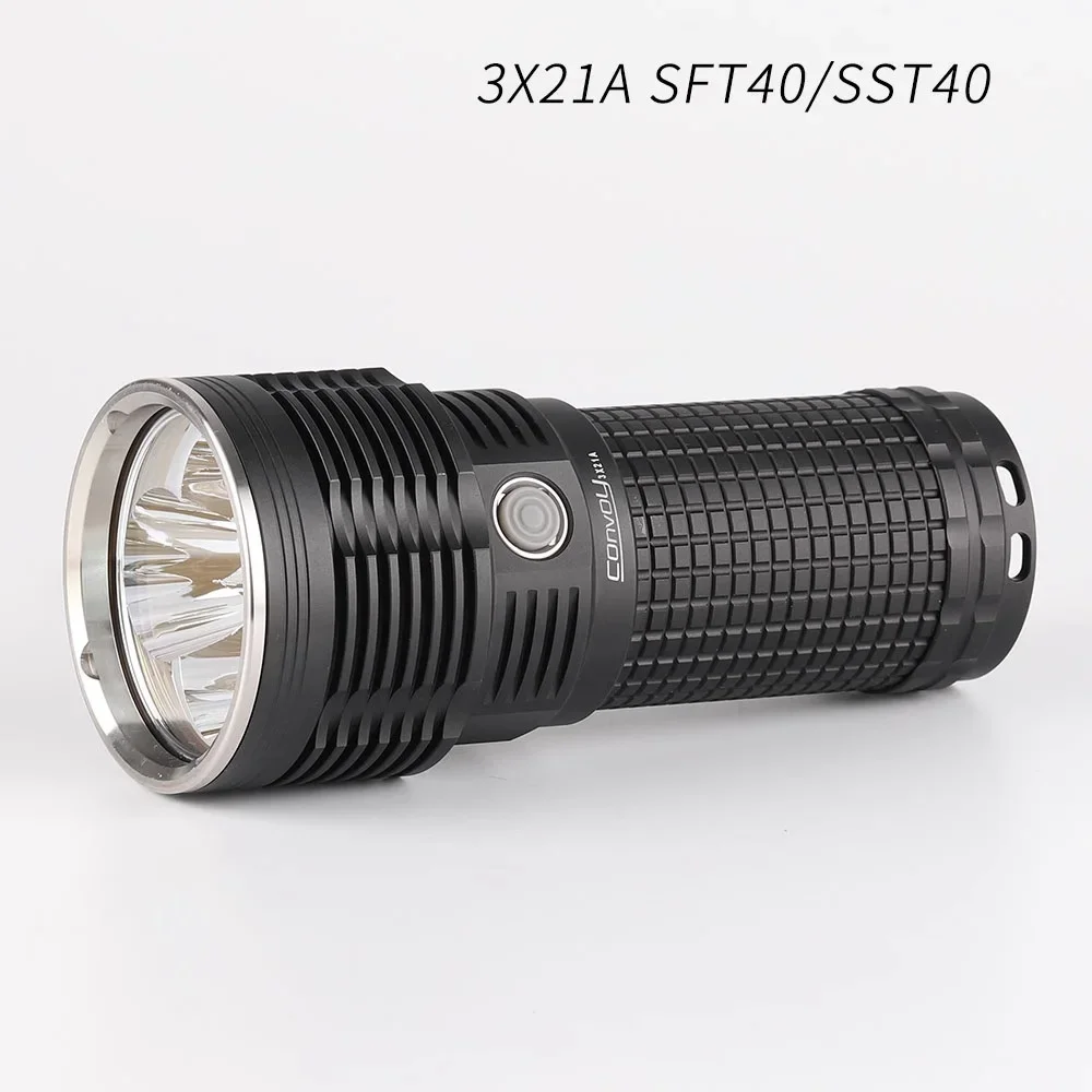 Convoy 3X21A Powerful LED Flashlight SST40 6800lm Range1000m Searchlight Lights by 3PCS 21700 Battery for Camping,Hiking,Search